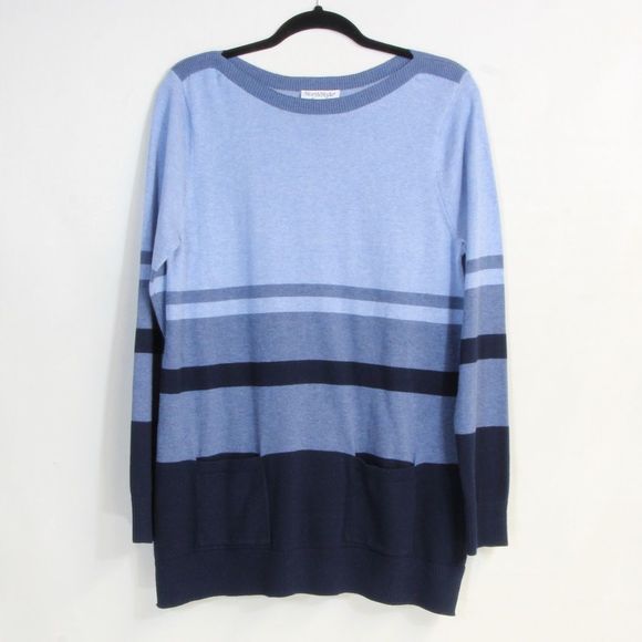NorthStyle Women's Blue Block Striped Long Sleeve Sweater Size Medium NWOT - Picture 1 of 4